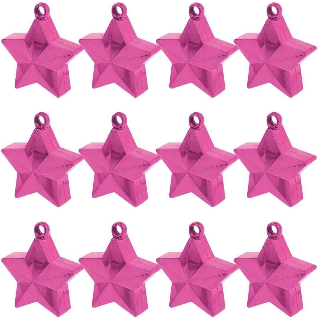 Amscan Bright Pink Star Foil Balloon Weight (6oz.) - Pack Of 1 - Versatile Centerpiece & Anchor For Balloon