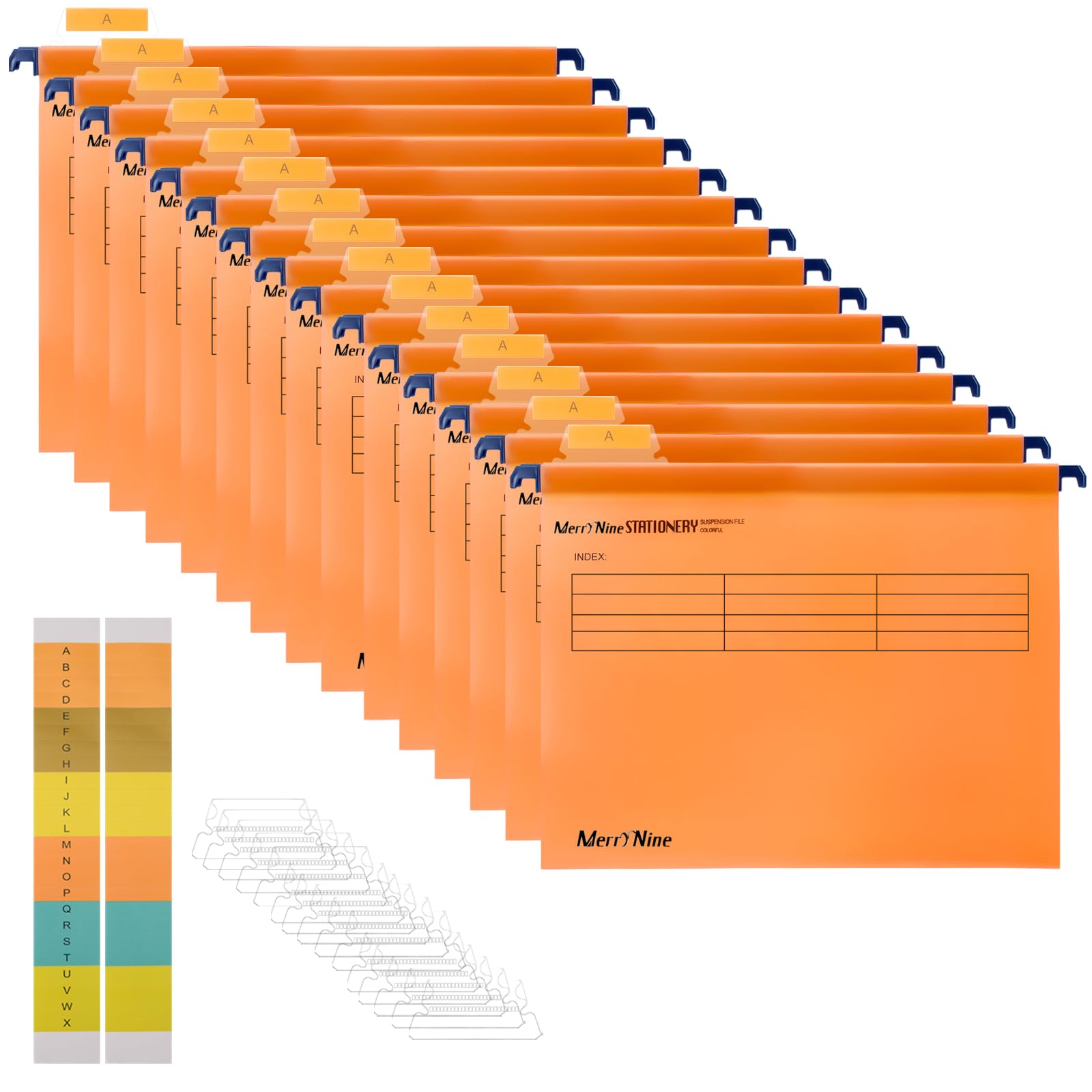 Suspension Files, MerryNine 15PCS Polypropylene Filing Cabinet Suspension Files with Tabs and Card Inserts for School Home Work Office Organization **Check Size Before Ordering ** (Orange, A4) — image 1