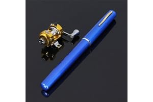 MECO G Ganen 38inch Mini Portable Pocket Aluminum Alloy Fishing Rod Pen Great Gift (Blue)