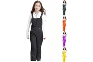 Boy Girl Snow Bibs Insulated Waterproof Overalls Kids Windproof Snowboard Winter Adjustable Ski Snow Bibs Pants with Pockets