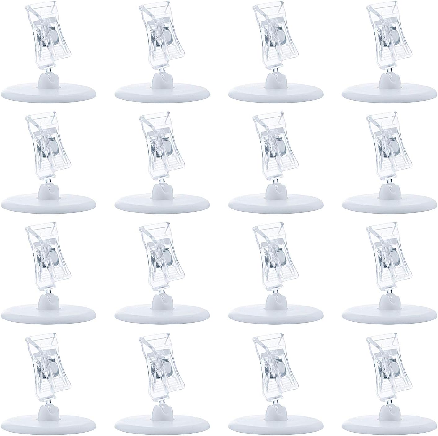 Plastic Menu Holders, Comius Sharp 16 Pack Plastic Display Clip Holder, Rotatable Place Card Sign Holder Clips, Table Number Menu Holder, Card Photo Holder for Desk, Banquets