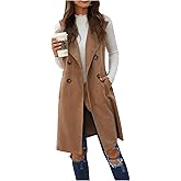 GORGLITTER Women's Western Long Blazer Vest Sleeveless Cowgirl Trendy Fashion Casual Business Casual Work Trench Coat