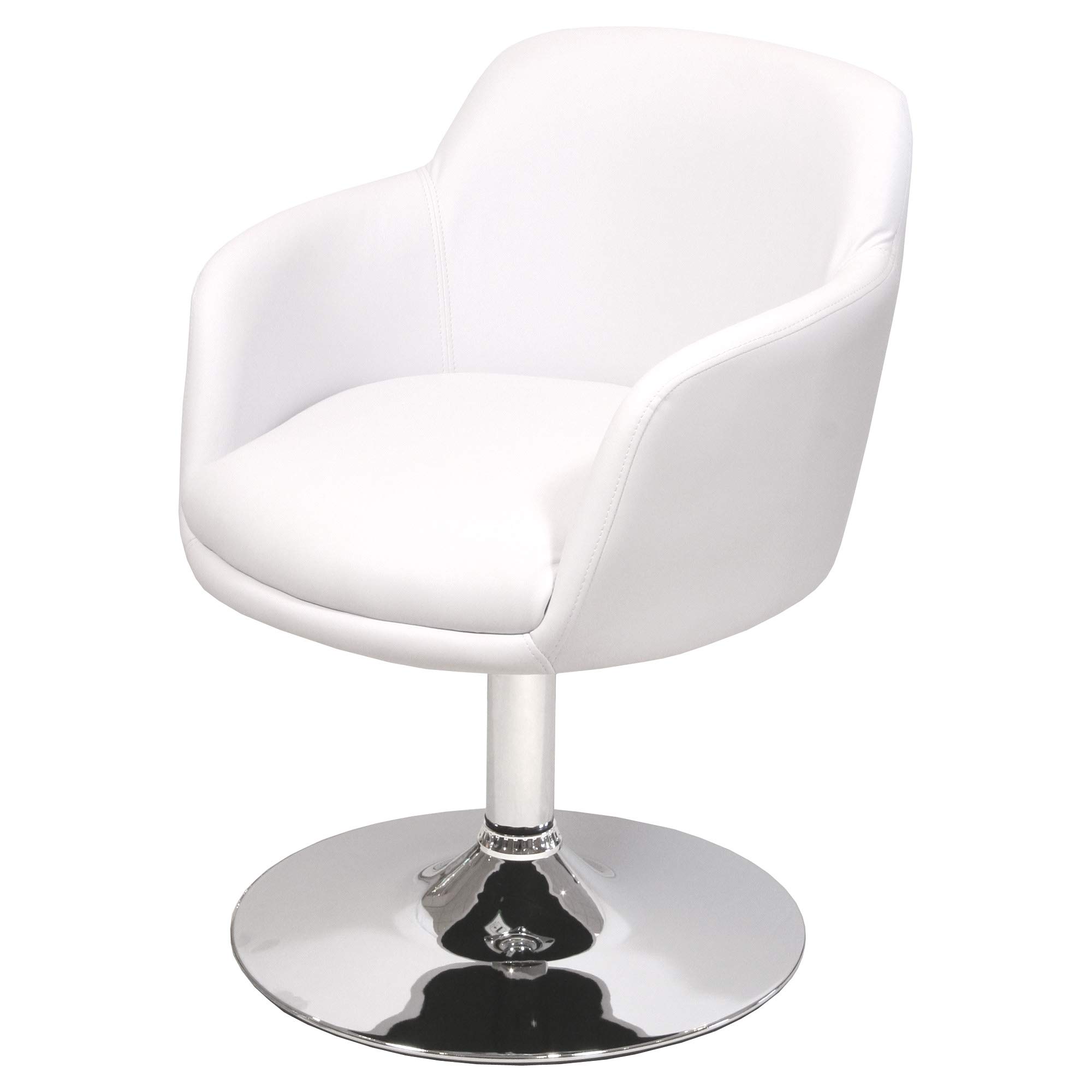 Exclusive White Faux Leather Bucket TUB Swivel Chair, Seat Height: 45cm