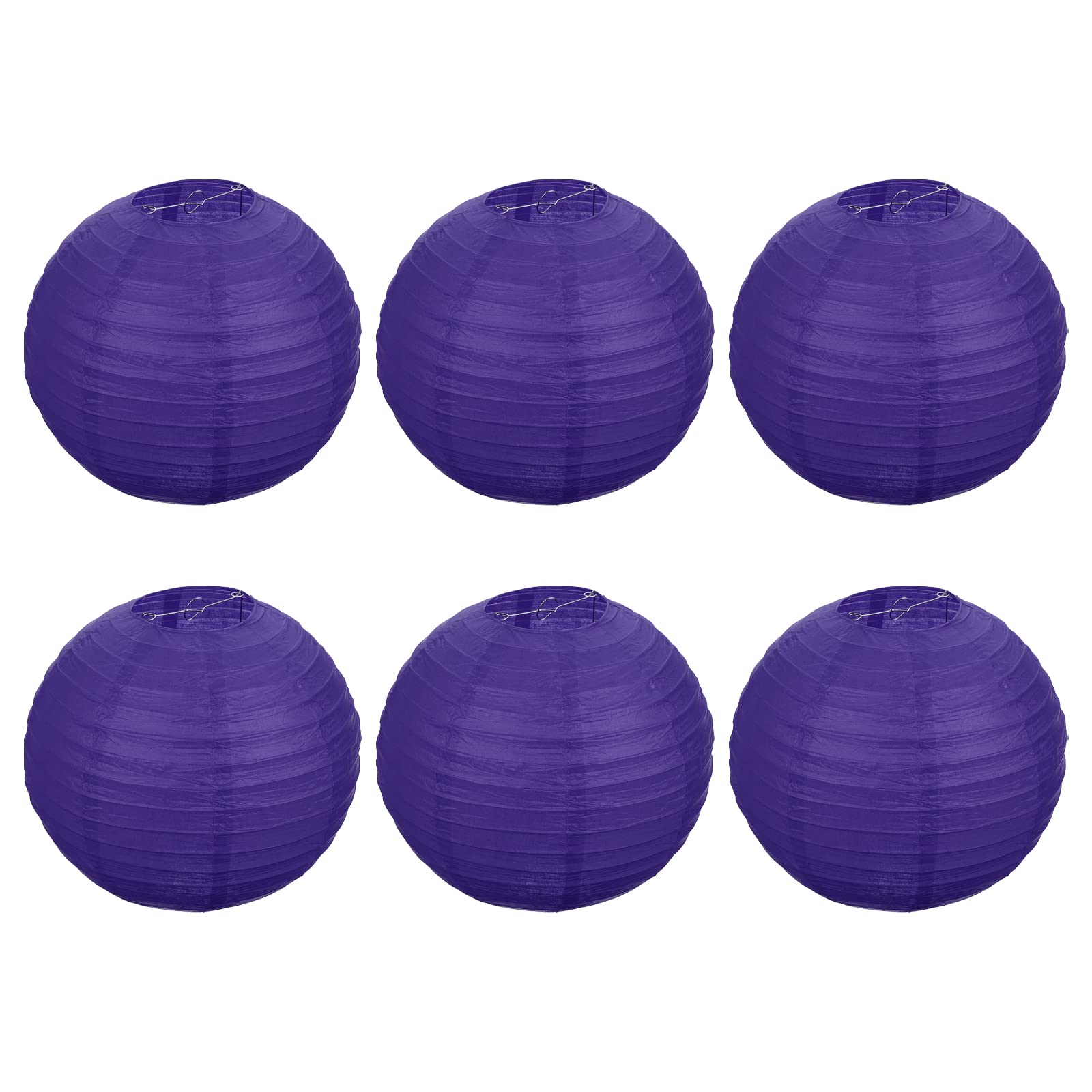 PATIKIL 12 Inch Paper Lanterns, 6 Pack Round Folding Hanging Lamp Shade for Wedding Home Party Festival Celebration, Dark Purple