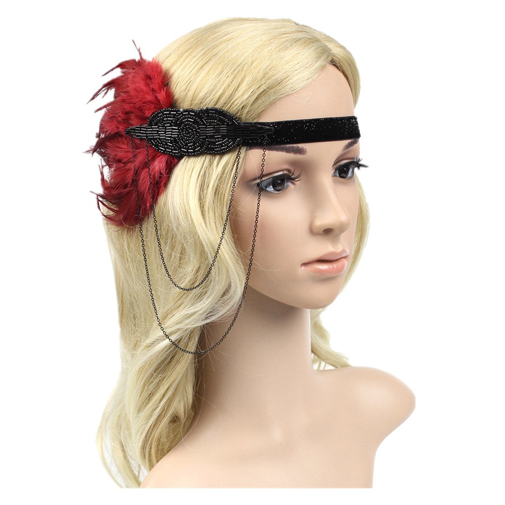 Amazon Com Meiysh Black Gold Headbpiece 1920s Headband Flapper