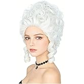 LeMarnia Colonial Wigs for Women White Victorian Court Vintage Wig Baroque Fluffy Beehive Wigs Halloween Costume Party Dress Wig