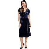London Times Women's Illusion Flutter SLV Ruched Midi