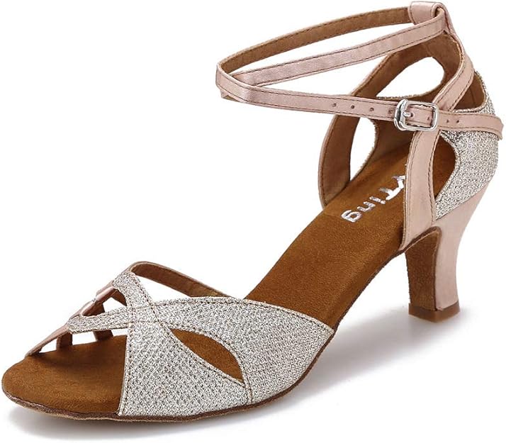 YYTing Women Ballroom Dance Shoes Latin Salsa Bachata Performance