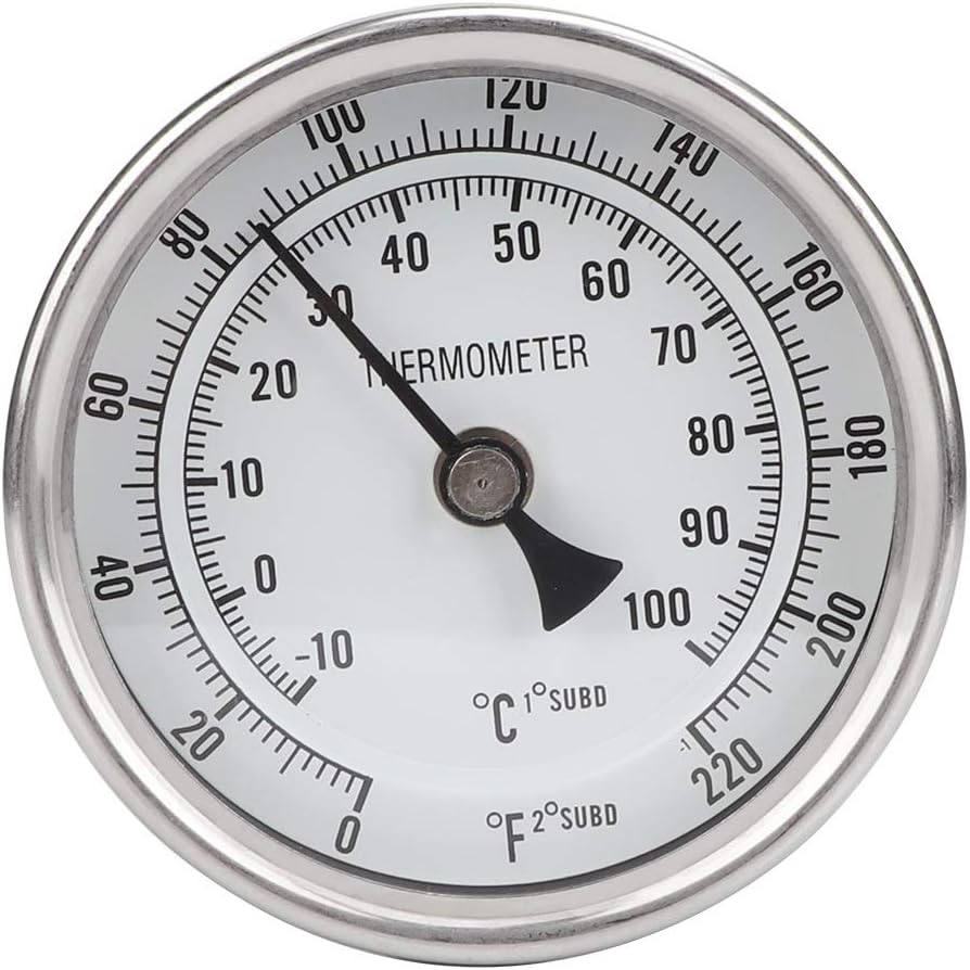 Pot Thermometer, 1/2" NPT Stainless Steel Metal Beer Thermometer Pot