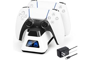 IPLYGAM for PS5 Controller Charger Station Charging Accessories Kits with 12.5W AC Adapter, Dual Controller Charging Dock for PlayStation 5, Docking Station Replacement for DualSense Charging Station