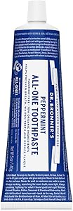 Dr. Bronner’s - All-One Toothpaste (Peppermint, 5 Ounce) - 70% Organic Ingredients, Natural and Effective, Fluoride-Free, SLS