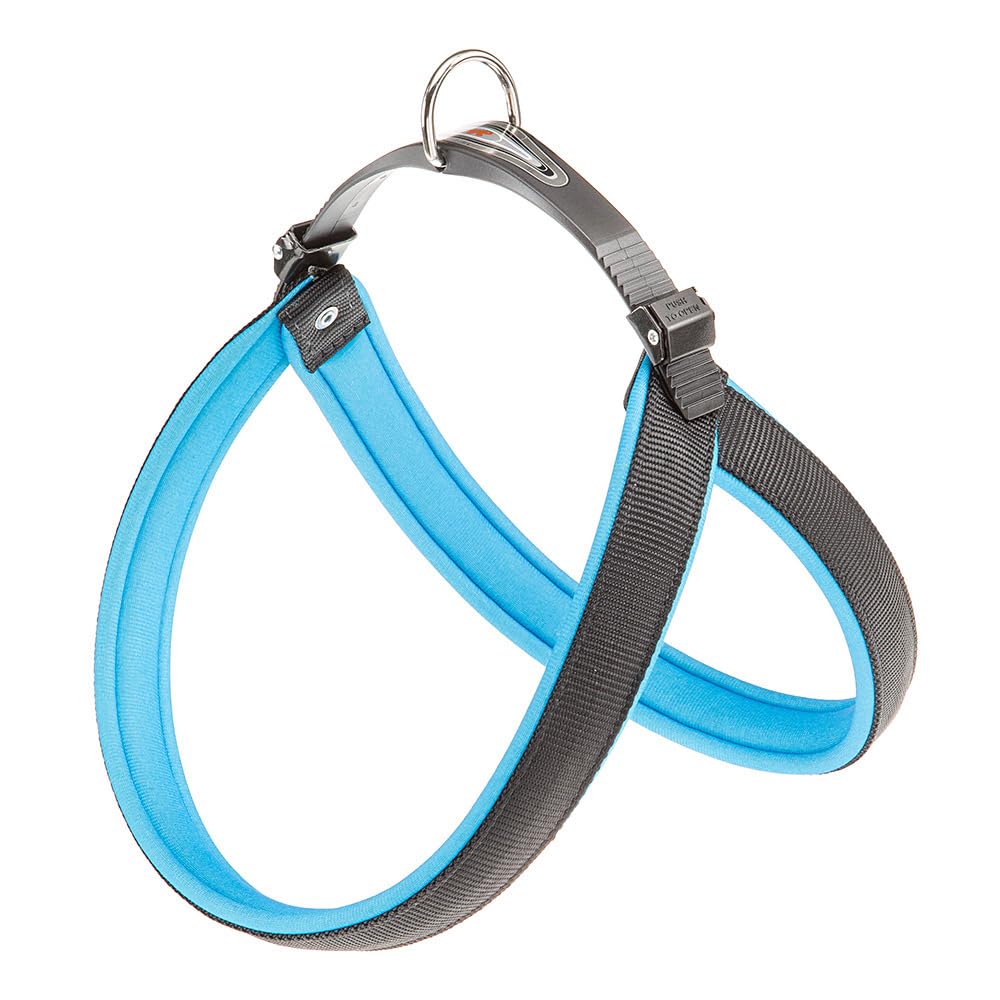 Ferplast Harness for Medium-Sized Dogs AGILA FLUO 6 Dog Harness with Soft Padding, Quick Release and Attachment System, Chest Size 57-65 cm. Blue