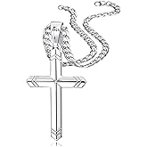 Besteel 925 Sterling Silver Cross Necklace for Men Women, 5MM Durable Stainless Steel Non Tarnish Cuban Link Curb Chain with Silver Cross Pendant, Mens Cross Crucifix Necklaces Jewelry 16-30 Inches