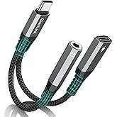 USB C to 3.5mm Headphone and Charger Adapter, 2-in-1 Type C to Aux Jack Cable with PD 60W Fast Charging for iPhone15 16 17 Pr
