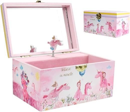 Amazon Dreambeauty オルゴール ジュエリーボックス 可愛い 宝石 箱 キッズ ジュエリー おもちゃ 回転 かわいい 大容量 メイク ジュエリーボックス 鏡付き 子供用 ジュエル収納 子供 誕生日 クリスマス プレゼント 子供の日 Angle オルゴール おもちゃ