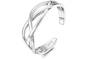 PATISORNA 925 Sterling Silver Toe Rings for Women Adjustable Wrap Open Cuff Ring Hypoallergenic Turquoise Celtic Knot Vintage Band Rings for Men Ladies