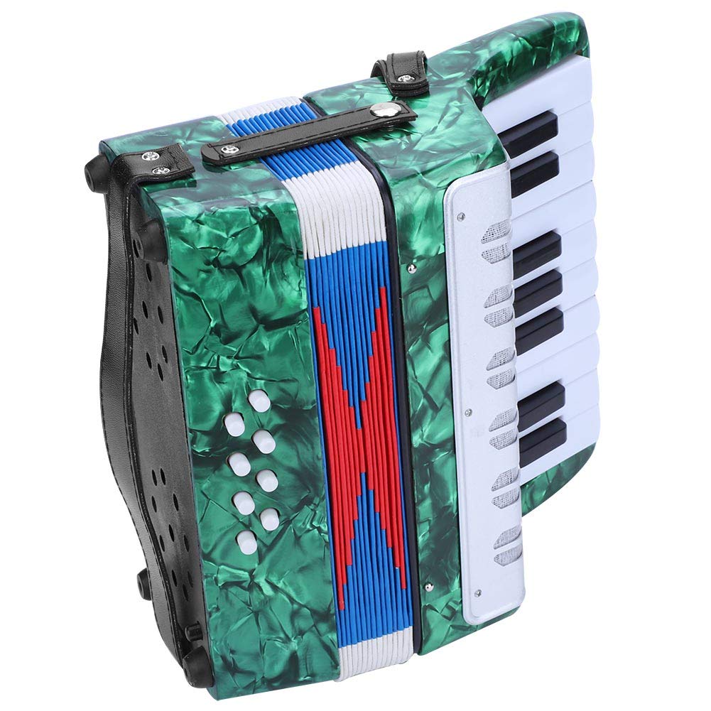 Bass Piano Accordion, 17 Key Bass Piano ABS Musical Instrument for Beginners for Students(green)