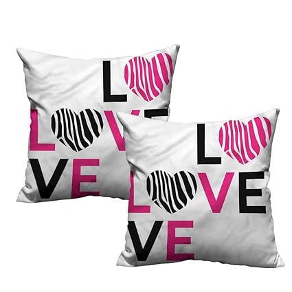 Amazon Com Pink Zebra Spring Pillow Covers I Love You Hearts 18 X