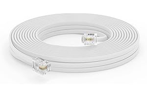 Phone Line Cord 50 Feet - Modular Telephone Extension Cord 50 Feet - 2 Conductor (2 pin, 1 line) Cable - Works Great with FAX
