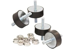 EASYEAH M10 Rubber Vibration Isolator Mounts Double Stud Shock Absorber Isolation Anti Vibration Silent-Blocks for Car Boat Bobbins Motors Compressors Pumps, 4pcs M10x28-50x20mm with 8pcs LockNuts