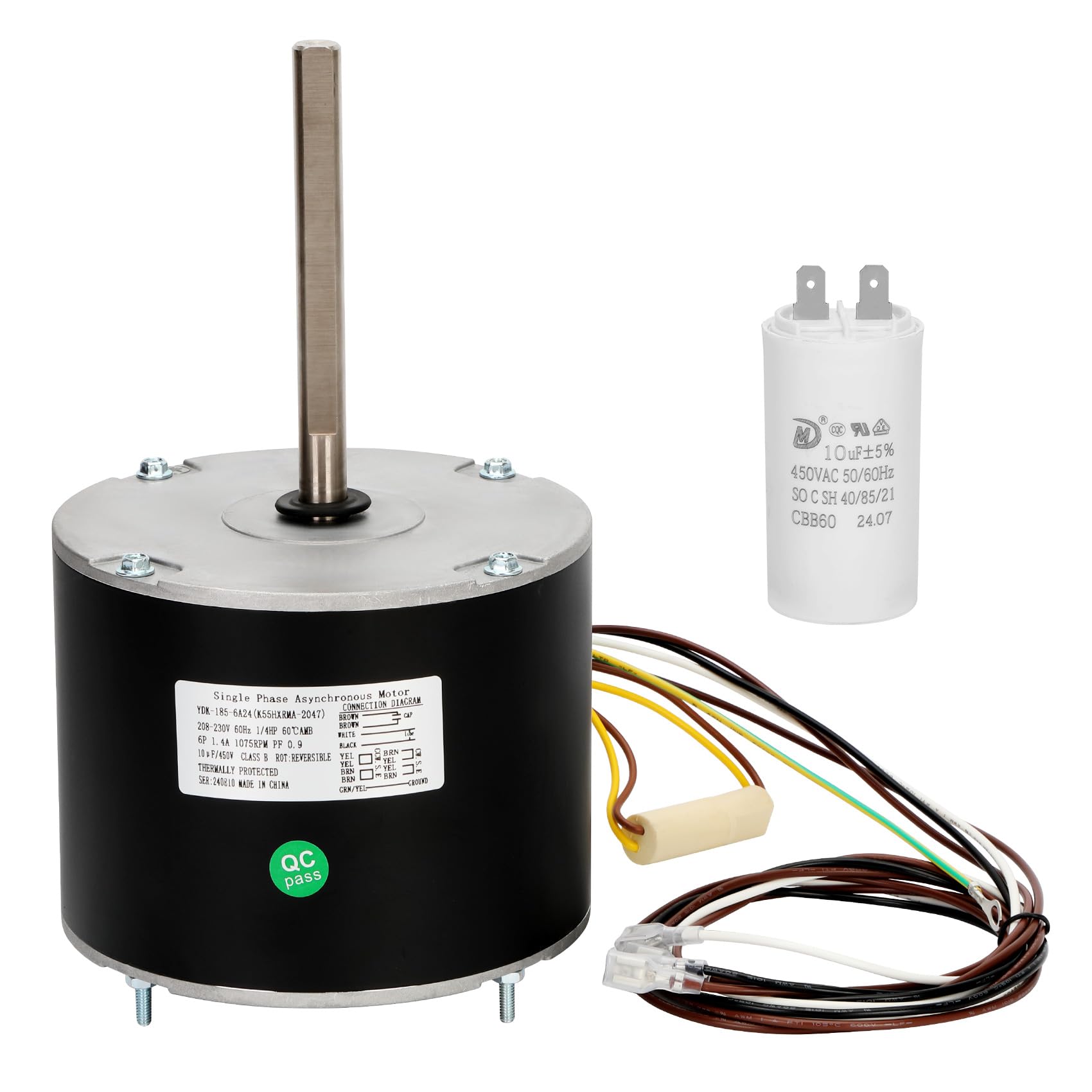 Photo 1 of W51-14CJA1-02 Condenser Motor, 1/4HP?1075RPM?208/230V OEM Standard Condenser Fan Motor with Metal Capacitor