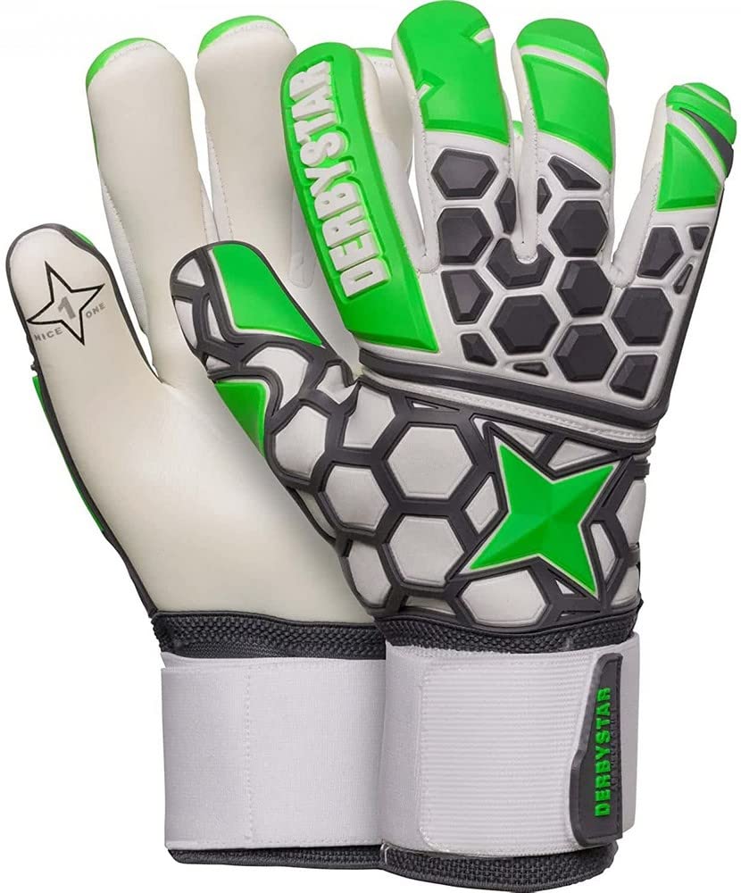 Derbystar APS Hexagrip Pro II Gloves Unisex Gloves - Green Grey White, 11