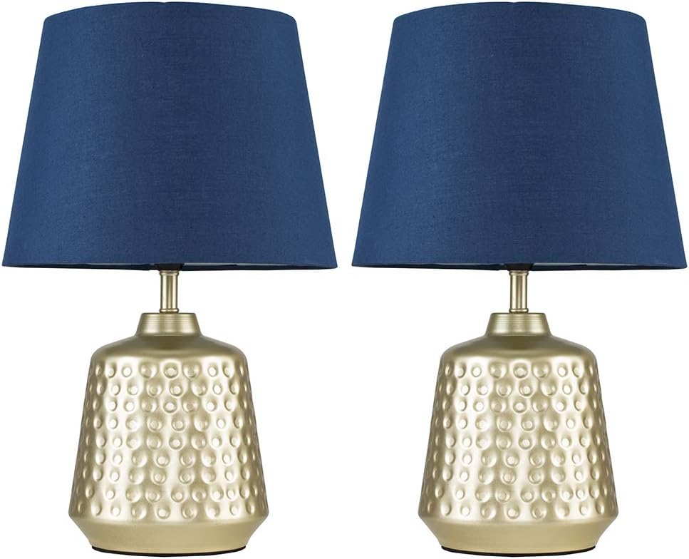 gold and navy table lamp