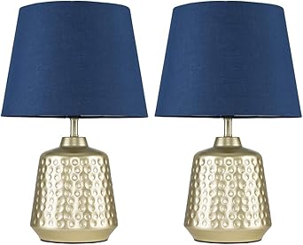 navy blue and gold lamps