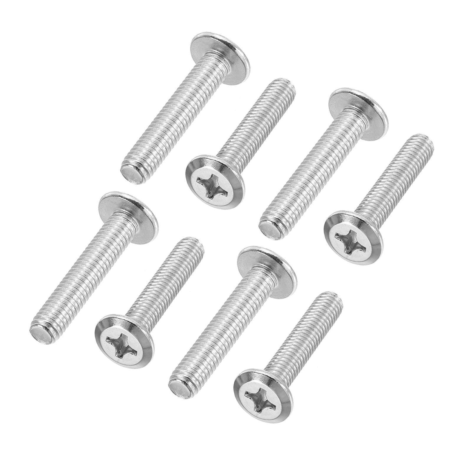 PATIKIL Flat Round Head Phillips Screws, 8 Pack M6-1 x 30mm Binding Screws 304 Stainless Steel 18-8 Full Thread, Phillips Drive Machine Screw Furniture Screw Connector Bolts