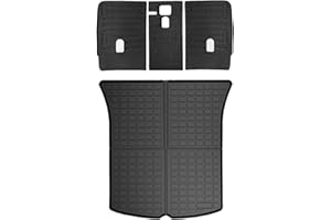 AIQIYING Cargo Liners with Backrest Mats, 3D All Weather Tech Waterproof Rear Cargo Trunk Tray Floor Mat ＆ Second Row Seat Back Cover Accessories Compatible with 2020-2024 2025 Model Y 5-Seat（Not for Juniper）