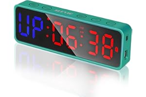 SLEVIO Portable Gym Timer, Fitness Timer Clock with Built-in Powerful Magnet, Large LED Digital Anti Vertigo Display, Home Gym Accessories Upgraded Workout Timer for Gym Home Garage Schools (Green)