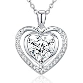 Heart Pendant Necklace for Women Gift for Wife Moissanite 1-3Carats Silver Pendant Jewelry Wedding Anniversary Birthday Valentines Gift for Her Engagements Christmas Mothers Day for Mom Daughter Girlfriend