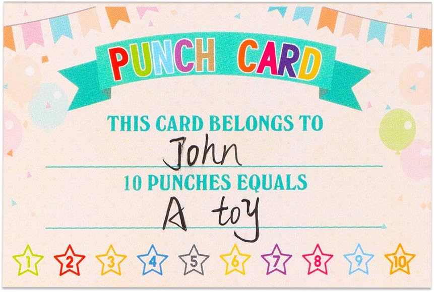 WaaHome Pack of 60 Punch Cards Incentive Reward Award Cards for School Classroom Kids Students Teachers, 2.2"x3.5" : Office Products