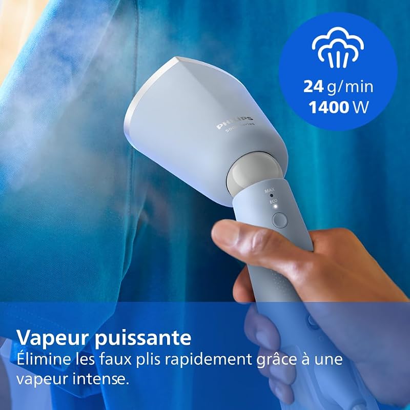 défroisseur à main 5000, 24 g/min, 1300W, tête inclinable, Bleu