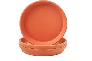Yishang 10 Inch Large Terracotta Pot Plant Saucer - 3pcs Middle Round Plant Pot Saucers, Middle Clay Plant Tray Perfect for 8/9/10 Inch Flower Pot with Drainage Hole and Great for Indoor/Outdoor