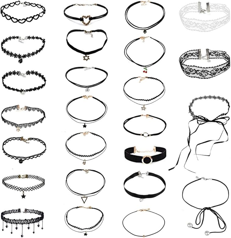 Amazon Timesetl 25点セット チョーカー レディース 黒 ゴシック