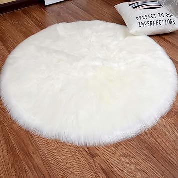 Amazon Com Yj Gwl High Pile White Round Faux Sheepskin Fur Area
