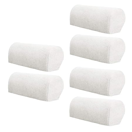 SM SunniMix 3 Paar Weiß Rutschfest Armlehnenbezug Armlehnenschoner Liegestuhl Armlehnenschutz Möbelschutz aus Stretch Polyest