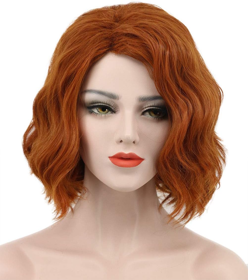 Karlery Adult Women Short Bob Wave Orange Wig Halloween Cosplay Wig Anime Costume Party