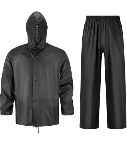 Ultra-Lite Rain Suit for Men Women Waterproof Protective Rain Coat with Pants 2 Pieces Rain Gear(Black,S) : Sports & Outdoors