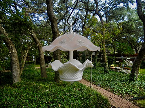 Covered glass bird feeder in pink squirrel proof - Thumbnail 5