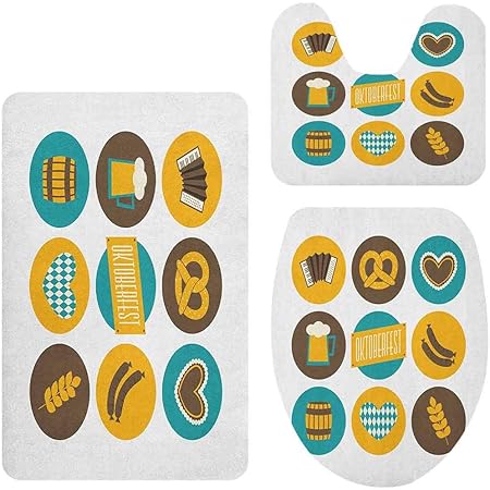 Juego de 3 alfombrillas de baño de Bávaro alemán Oktoberfest, diseño de
