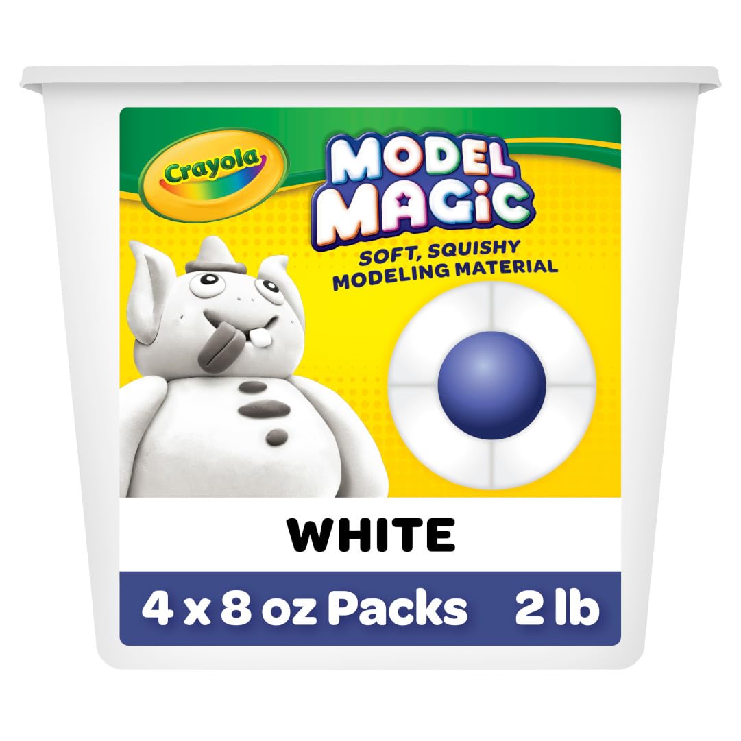 Crayola Model Magic White, Modeling Clay Alternative, Reusable Sculpting Material, Air Dry, Kids Arts & Crafts Supplies, 2lb Bucket, Classroom Must Have