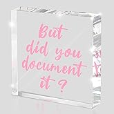 But Did You Document It Pink Office Decor - Pink Desk Accessories Acrylic Square Sign - Fun Office Decor Gift for Friends Colleagues Employees