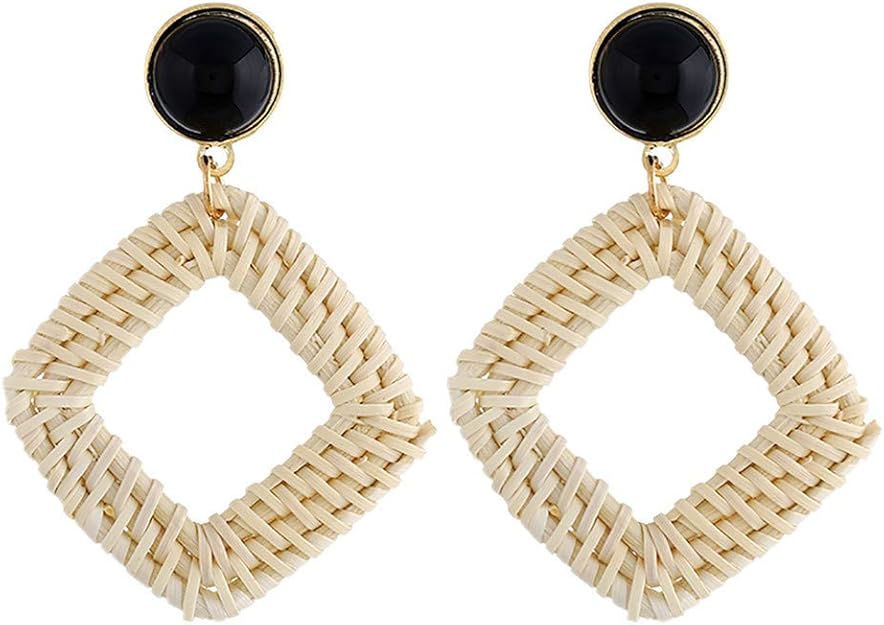🍁Handmade Rattan Earrings Women's Wicker Straw Earrings Declaration