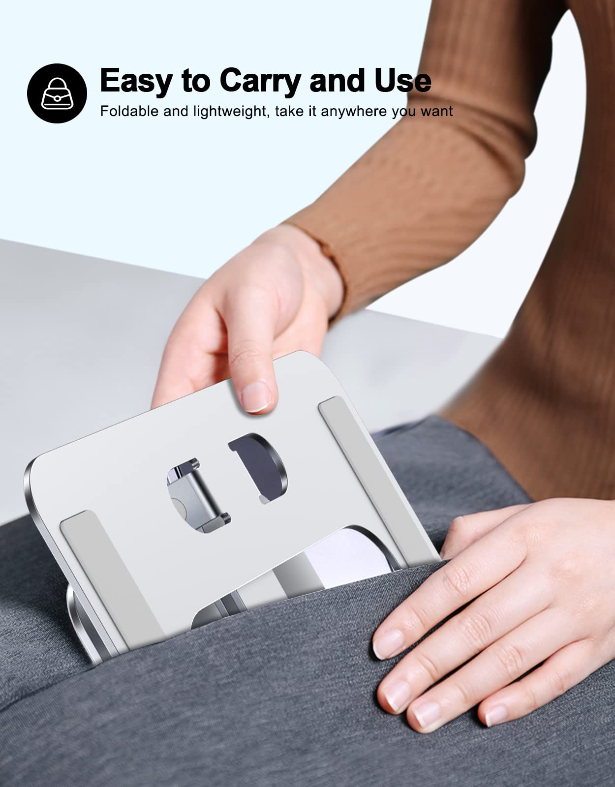 RIWUCT Foldable Laptop Stand, Height Adjustable Ergonomic Computer Stand for Desk, Aluminum Portable Laptop Riser Holder Mount Compatible with MacBook Pro Air, HP, Dell 10-16" - Image 4