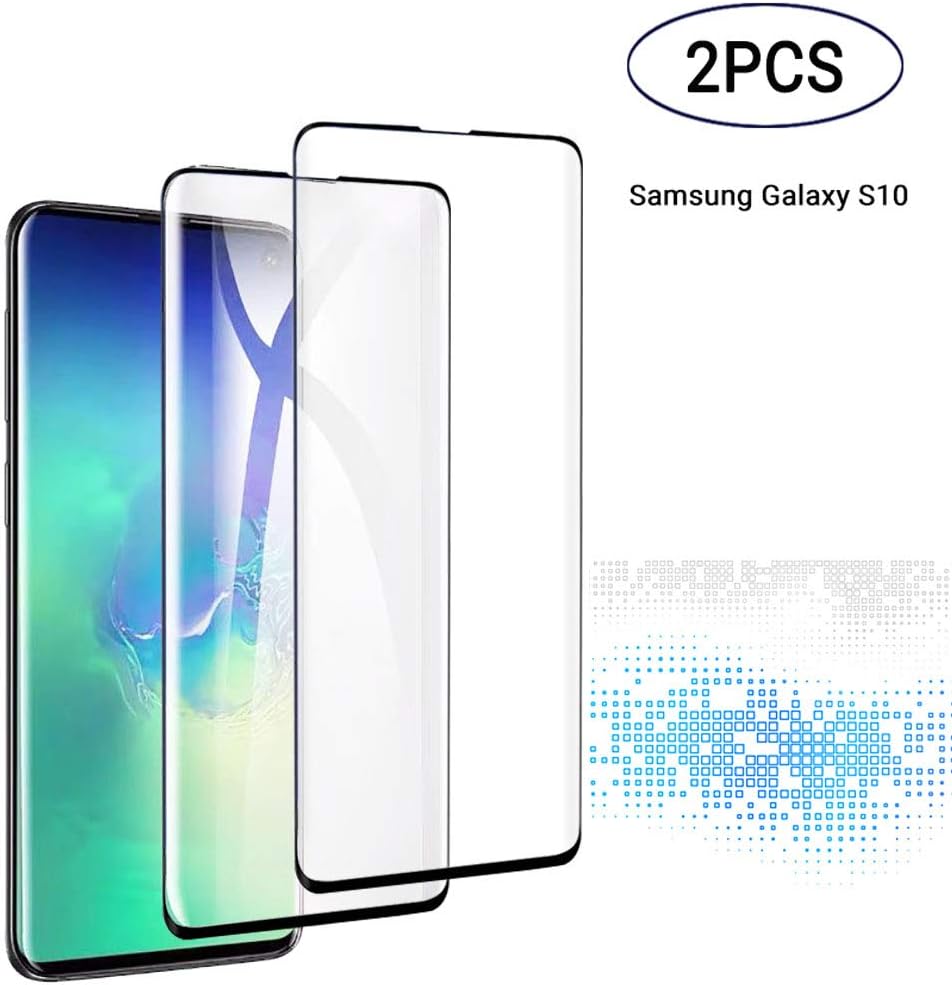 Compatible with Samsung Galaxy S10 Screen Protector, Tempered Glass Anti-Scratch, Bubble Free, Edge Clear Full Coverage Invisible Screen Film, Polarized Sunglasses Visible, Fingerprint (2-Packs)