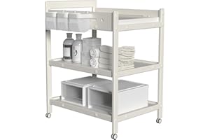 hoopyosms Baby Changing Table with Waterproof pad, Diaper changing Station with Wheels, Portable Mobile Nursery Organizer for