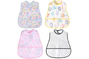 NORINORI Baby bibs Waterproof Toddler bib - Feeding bib with Pocket for Infant Boy Girl Washable 6-36M