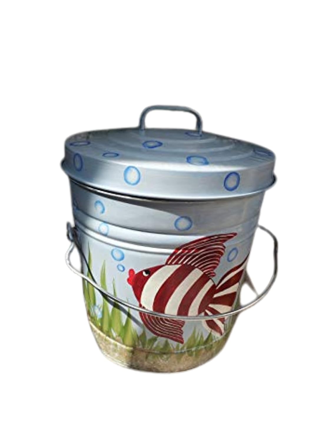 6 Gallon Hand Painted Decorative Trash Can Garbage Can Handmade